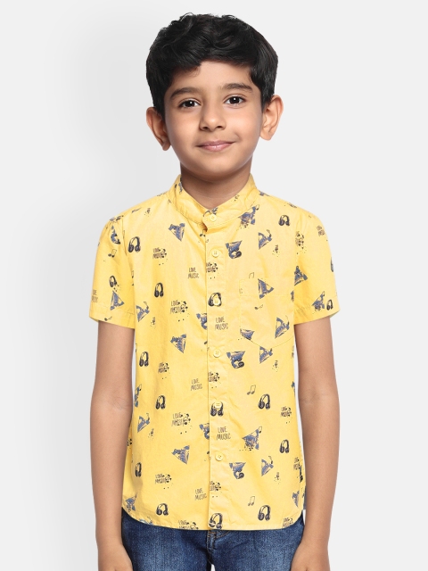 

Cherokee Boys Yellow Pure Cotton Printed Casual Shirt