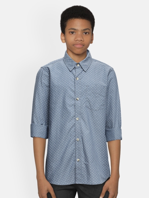 

Cherokee Boys Blue & White Regular Fit Printed Pure Cotton Casual Shirt