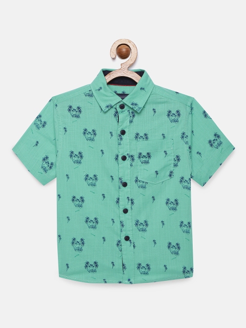 

Cherokee Boys Sea Green Regular Fit Printed Casual Shirt
