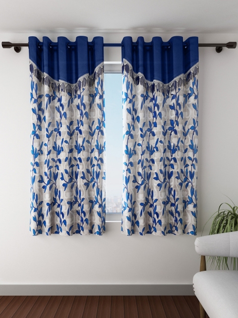 

Fashion String Set of 2 Blue Printed Window Curtains