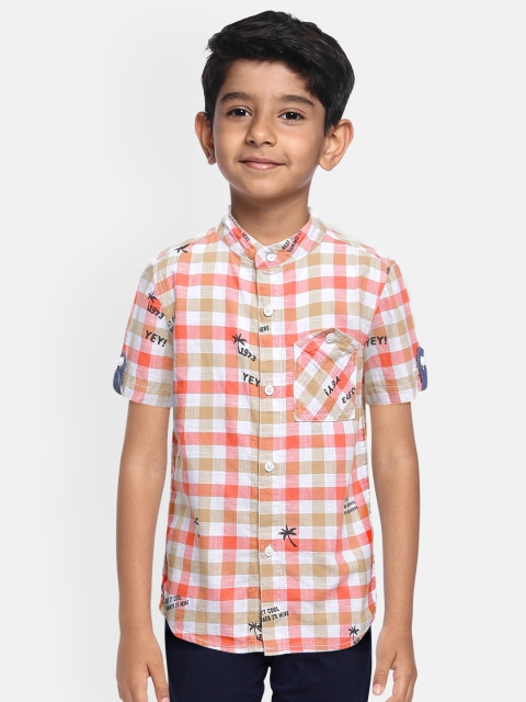 

Cherokee Boys Pink & Green Regular Fit Checked Pure Cotton Casual Shirt