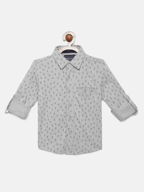 

Cherokee Boys Grey Melange Regular Fit Printed Casual Shirt