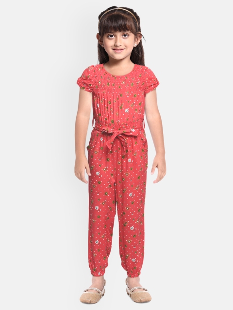 

Cherokee Girls Fuchsia Slim Fit Printed Dungarees