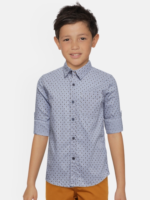 

Cherokee Boys Blue Regular Fit Printed Pure Cotton Casual Shirt