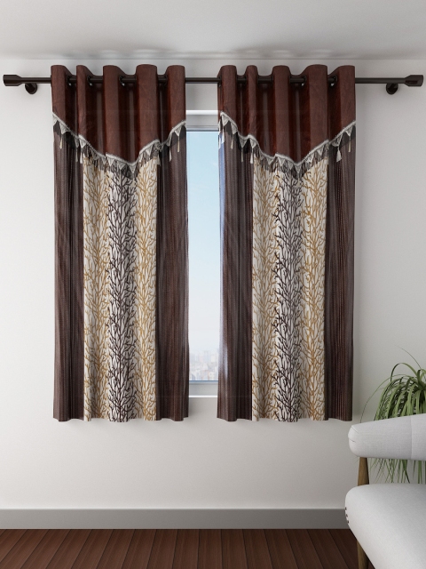 

Fashion String Set of 2 Brown Printed Window Curtains