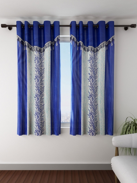 

Fashion String Set of 2 Blue & Beige Printed Window Curtains