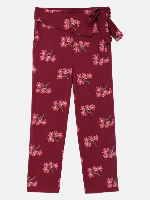 

Cherokee Girls Maroon Regular Fit Printed Trousers