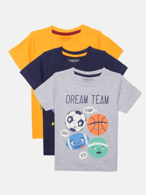 

Cherokee Boys Assorted Pack of 3 Printed Round Neck T-shirt