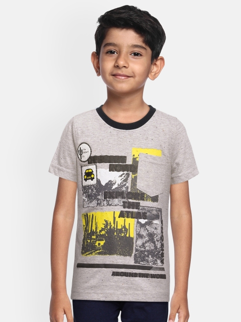 

Cherokee Boys Grey Melange Printed Round Neck T-shirt