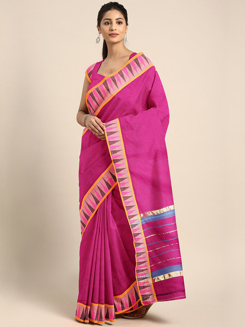 

Pavechas Pink Pure Cotton Solid Venkatgiri Saree