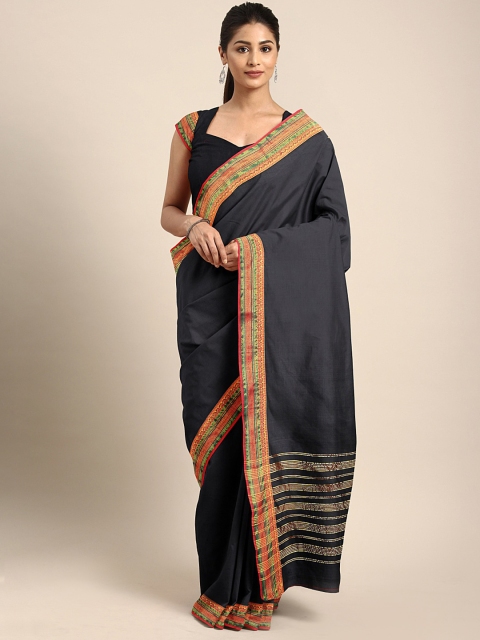 

Pavechas Black Pure Cotton Solid Venkatgiri Saree