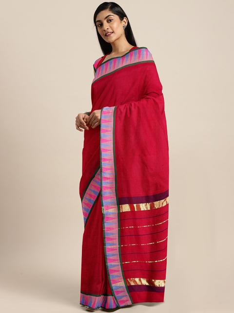 

Pavechas Red Pure Cotton Solid Venkatgiri Saree
