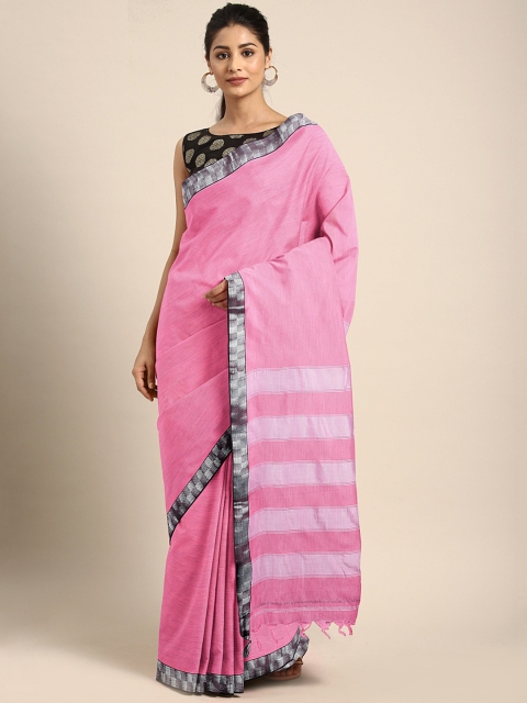

Pavechas Pink Pure Cotton Solid Venkatgiri Saree