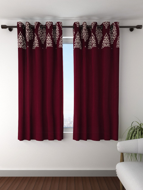 

Fashion String Set of 2 Maroon & Cream-Coloured Window Curtains