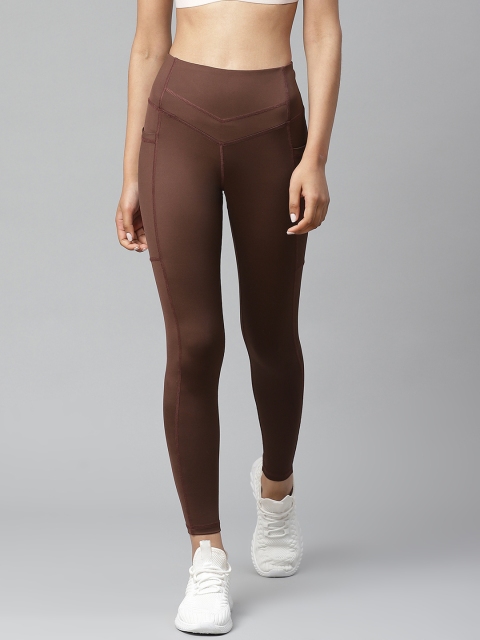 

skyria Women Brown Solid Hight Rise TechDry Gym Tights
