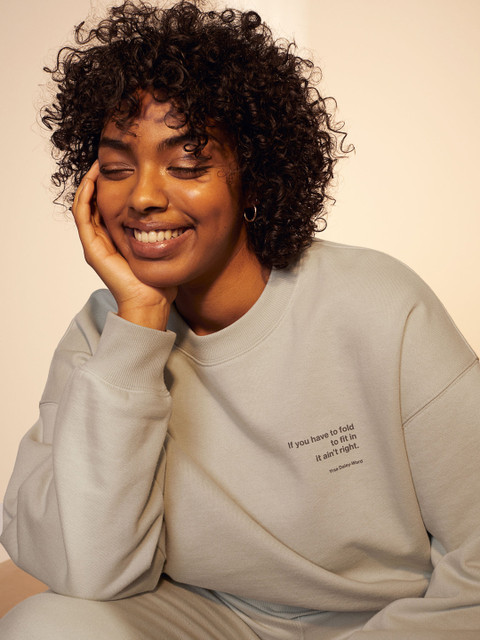 

H&M Women Sea Green Printed Oversized Sweatshirt