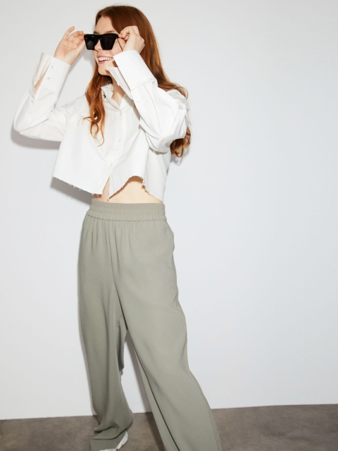

H&M Women Green Wide Trousers