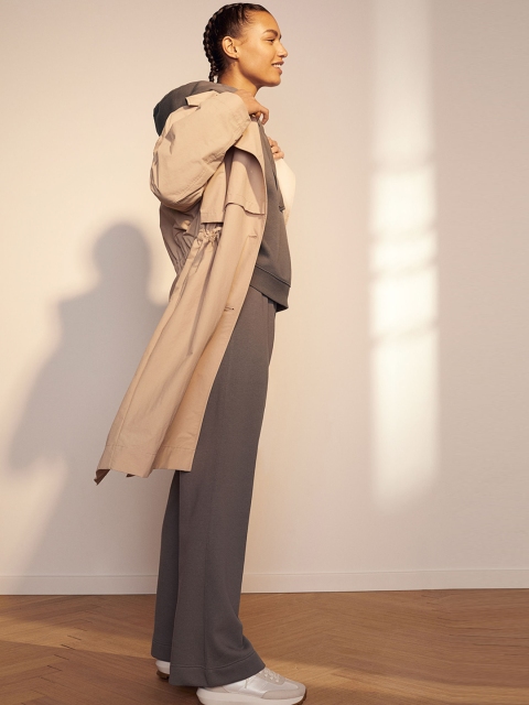 

H&M Women Grey Solid Wide Sustainable Sweatpants
