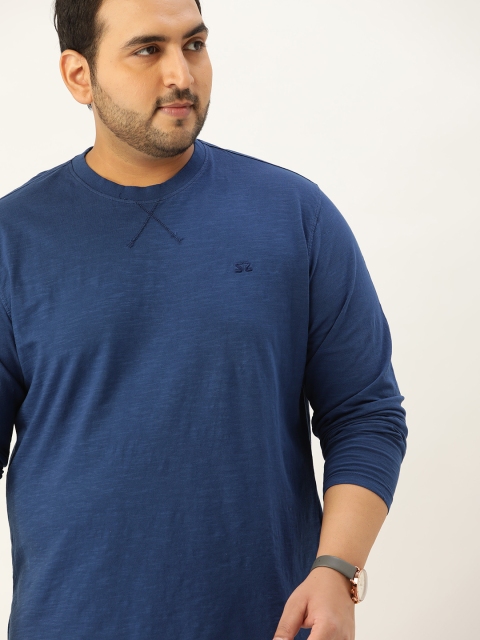 

Sztori Men Navy Blue Plus Size Cotton Dyed T-shirt