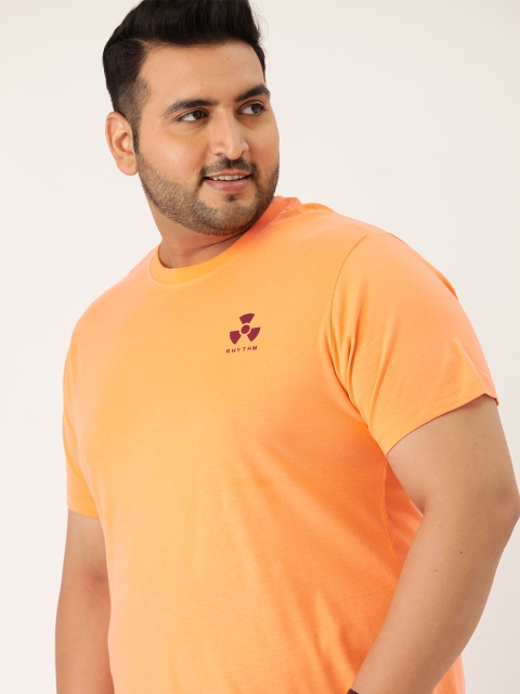 

Sztori Men Plus Size Orange Pure Cotton Solid T-shirt