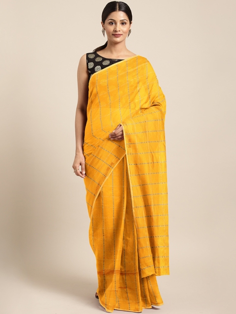 

Mitera Yellow & Golden Checked Saree