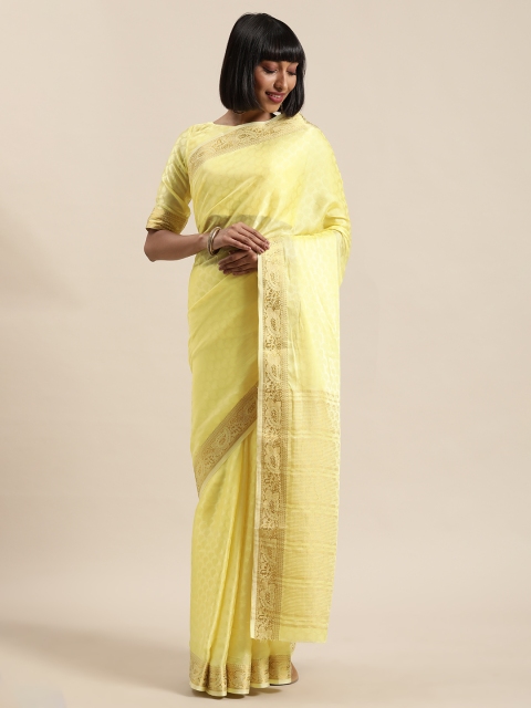 

Shaily Yellow Woven Design Silk Blend Saree