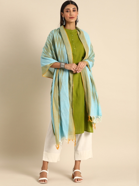 

Shaily Turquoise Blue & Green Printed Dupatta