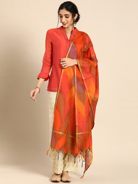 

Shaily Red & Orange Printed Dupatta