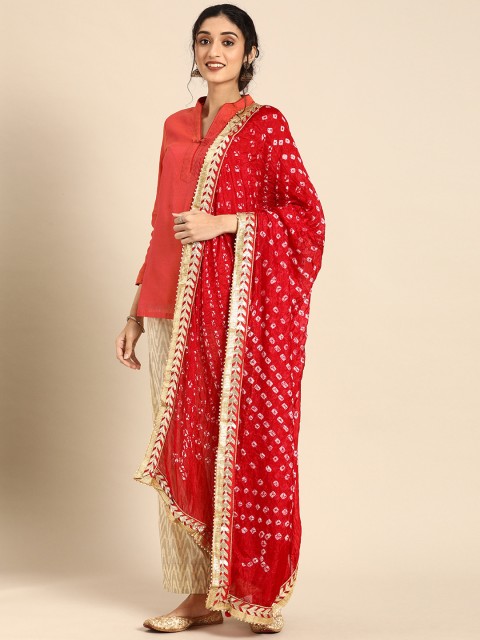 

Shaily Red & White Bandhani Printed Dupatta