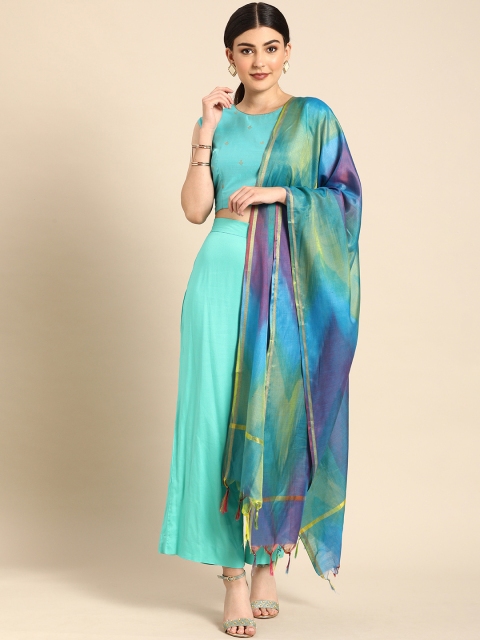 

Shaily Blue & Multicoloured Printed Dupatta