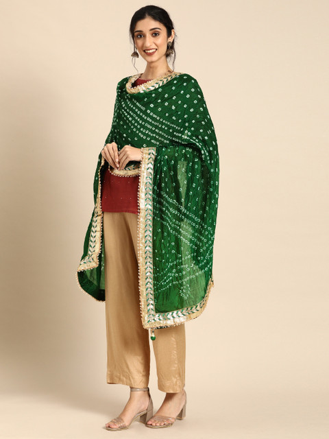 

Shaily Green Dyed Bandhani Dupatta