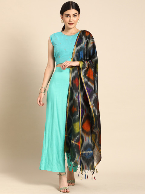 

Shaily Black & Blue Printed Dupatta