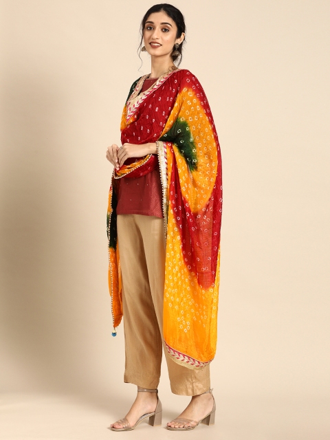 

Shaily Mustard Yellow & Red Dyed Dupatta