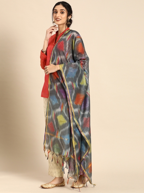 

Shaily Grey & Brown Printed Dupatta