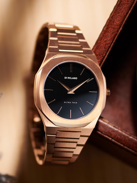 

D1 Milano Men Black & Rose Gold Analogue Watch A-UTB03