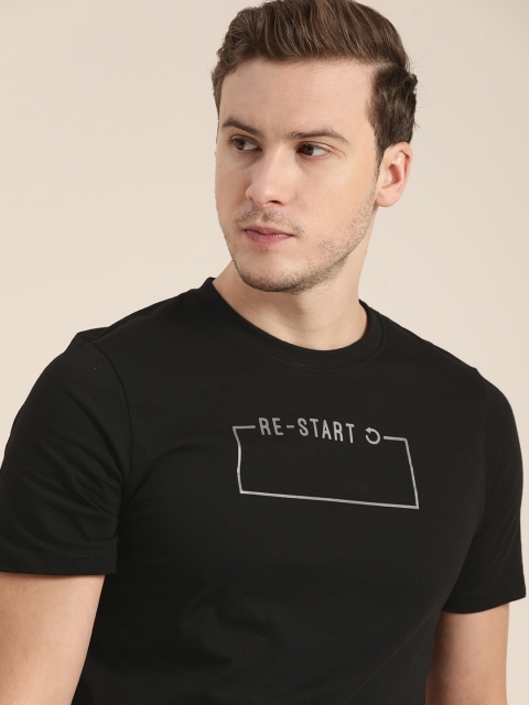 

INVICTUS Men Black Typography Printed Monochrome Pure Cotton T-shirt