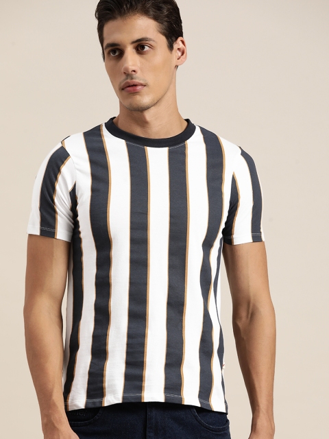 

INVICTUS Men Navy Blue & White Striped Cotton T-shirt