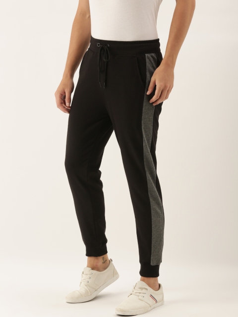 

INVICTUS Men Black Solid Regular Fit Pure Cotton Joggers With Side Stripes