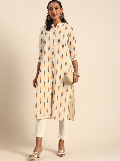 

Rajnandini Women Beige & Black Ethnic Motifs Printed Kurta