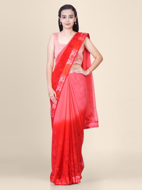 

Hastakala Red Pure Georgette Dyed Banarasi Handloom Saree