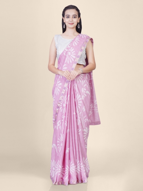 

Hastakala Lavender Pure Chiffon Printed Banarasi Saree