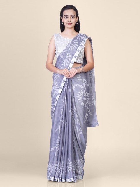 

Hastakala Grey Pure Chiffon Printed Banarasi Handloom Saree