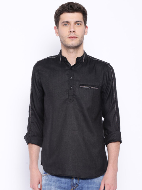 

Freehand Black Slim Fit Short Kurta