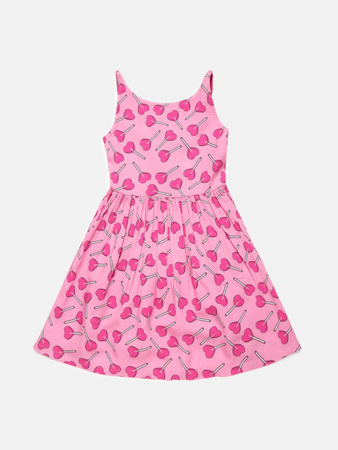 

ELLE Girls Pink Printed Fit and Flare Dress
