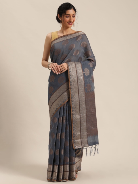 

Pisara Charcoal & Golden Woven Design Banarasi Saree