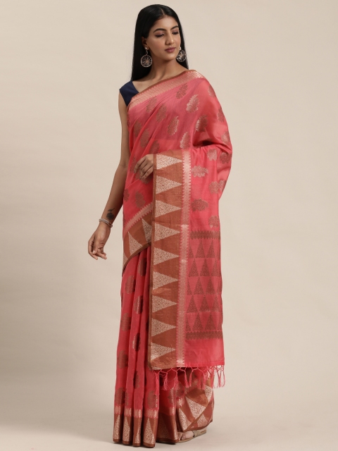 

Pisara Pink & Golden Silk Cotton Woven Design Banarasi Saree