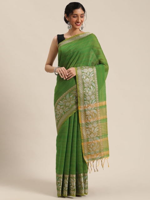 

Pisara Green & Beige Striped Kanjeevaram Saree