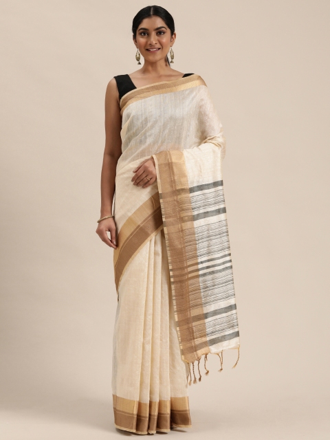 

Pisara Off-White & Golden Solid Silk Cotton Saree