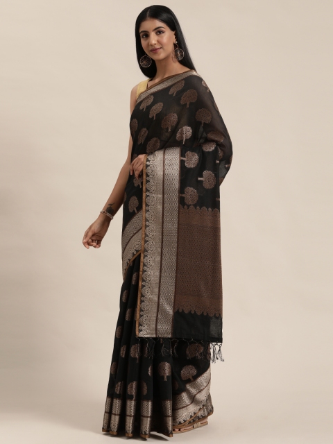 

Pisara Black Silk Cotton Woven Design Banarasi Saree