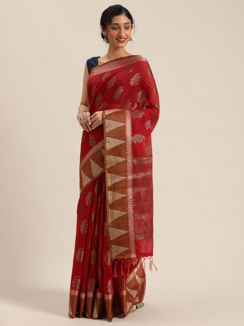 

Pisara Red & Golden Ethnic Woven Design Banarasi Saree